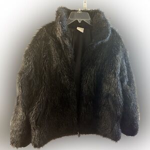 NANUK black fur coat vintage full zip two pockets elegant warm winter small pet.